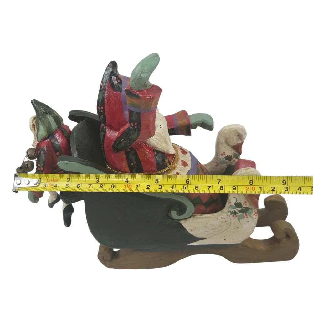 Vtg 1989 House of Hatten Santa in Sleigh Figurine Denise Calla Paper Mache 9 in